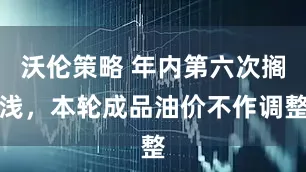 沃伦策略 年内第六次搁浅，本轮成品油价不作调整